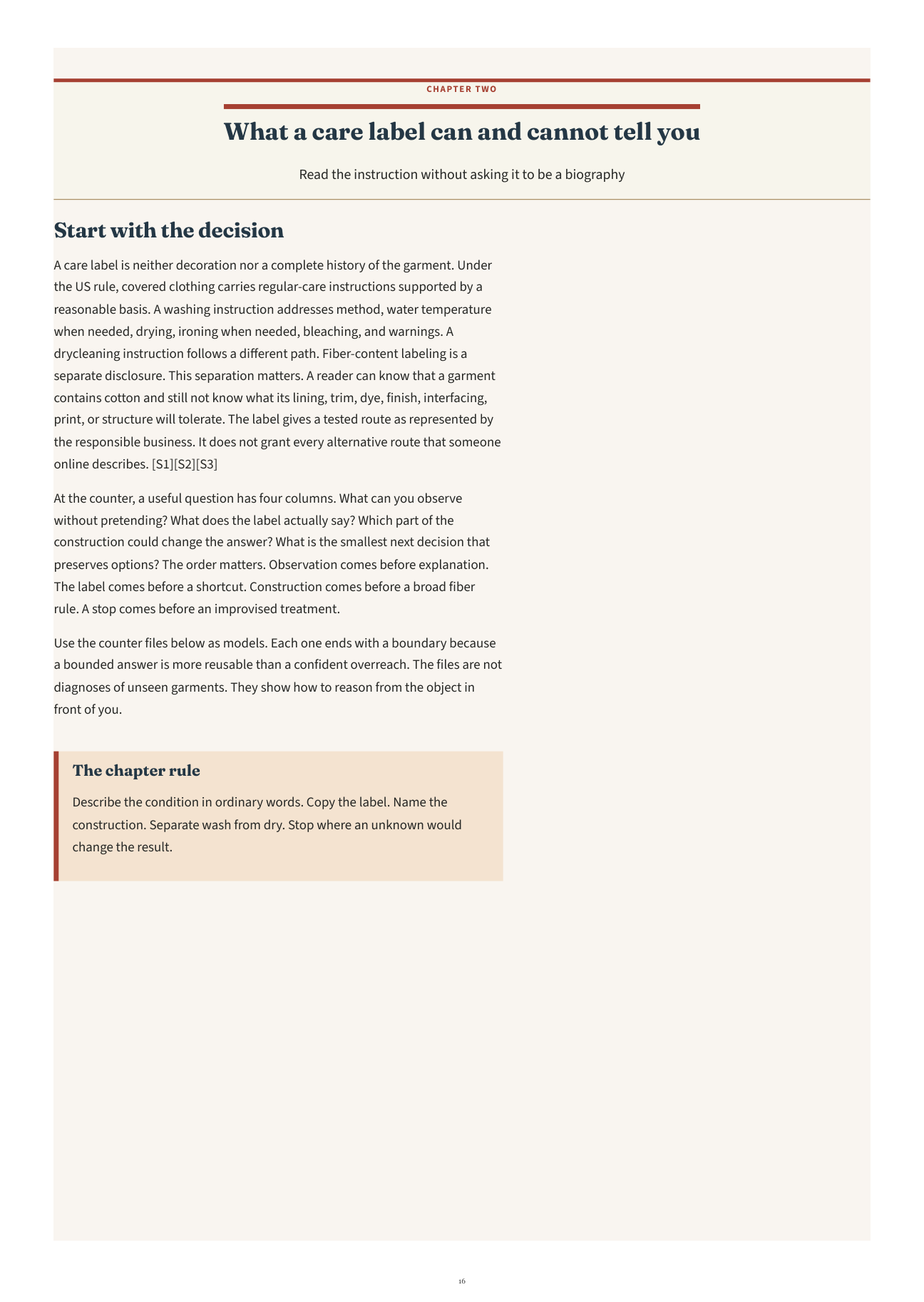 Chapter two preview, What a care label can and cannot tell you